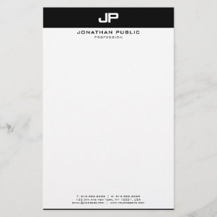 Papeterie Modèle minimaliste moderne en noir blanc personnal