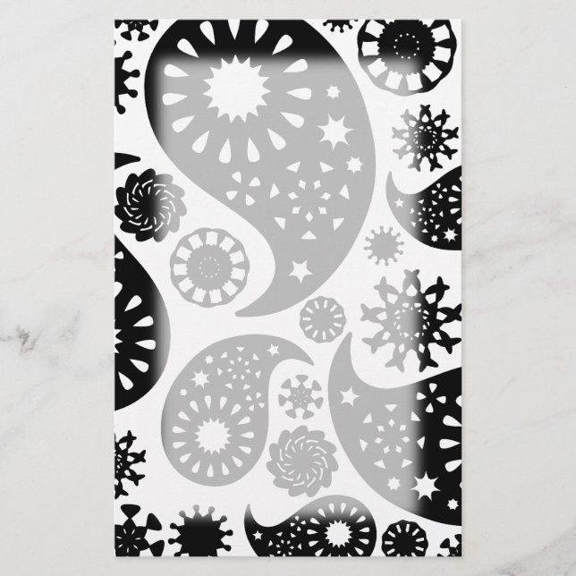 Papeterie Modèle noir et blanc de Paisley (Devant)