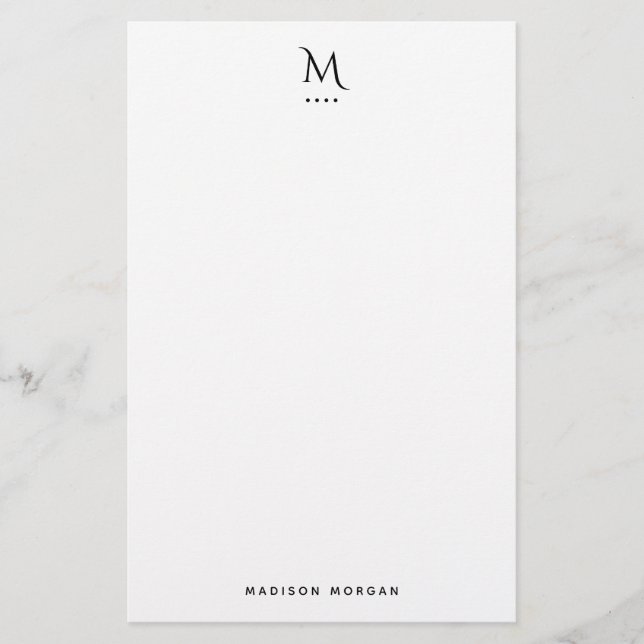 Papeterie Modern Initial Letterpress Simple Black (Devant)