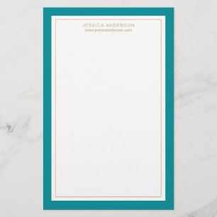Papeterie Moderne Et Élégant Turquoise Et Blanc Personnali