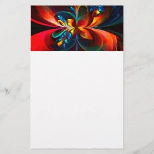 Papeterie Moderne Floral Abstrait Art Orange Bleu Motif #14