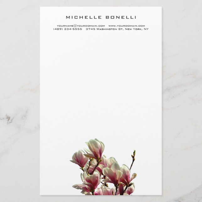 Papeterie Moderne Minimaliste Fleurs Féminines Professionnel (Devant)