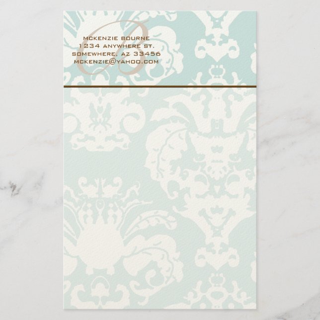 Papeterie Monogram Brown & Aqua Blue (Devant)