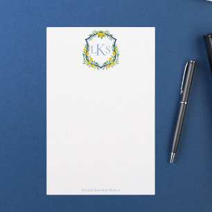Papeterie Monogram Lemon Crest, Blue and White Custom