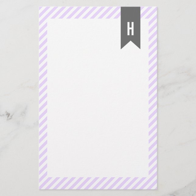 Papeterie Monogramme à rayures violettes (Devant)