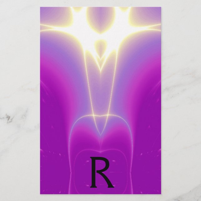 PAPETERIE MONOGRAMME ABSTRAIT DES VAGUES BLANCHES DE FUCHSIA (Devant)