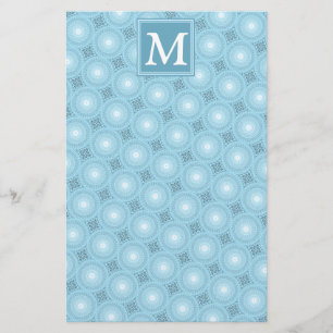 Papeterie Monogramme ange bleu cercles motif