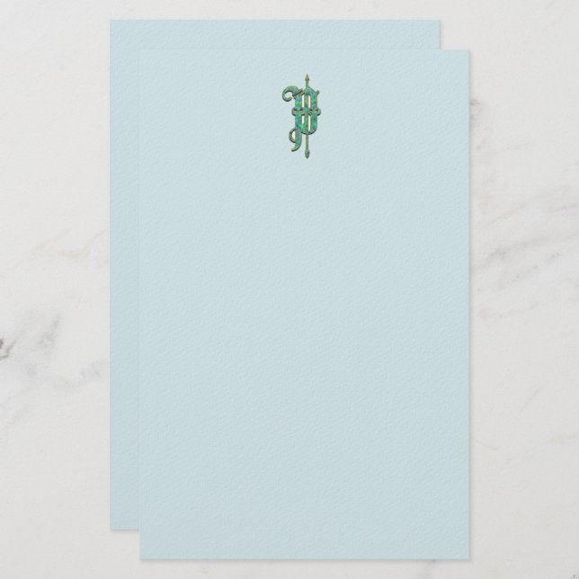 Papeterie Monogramme artistique P Green Garden Felt papeteri (Devant / Derrière)