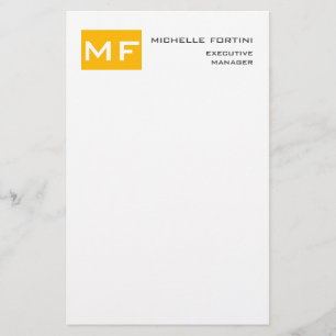 Papeterie Monogramme Attrayant Jaune Blanc Minimaliste Moder