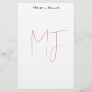 Papeterie Monogramme Attrayant Rose Blanc Minimaliste Modern