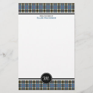 Papeterie Monogramme bleu de tartan de robe formelle de clan