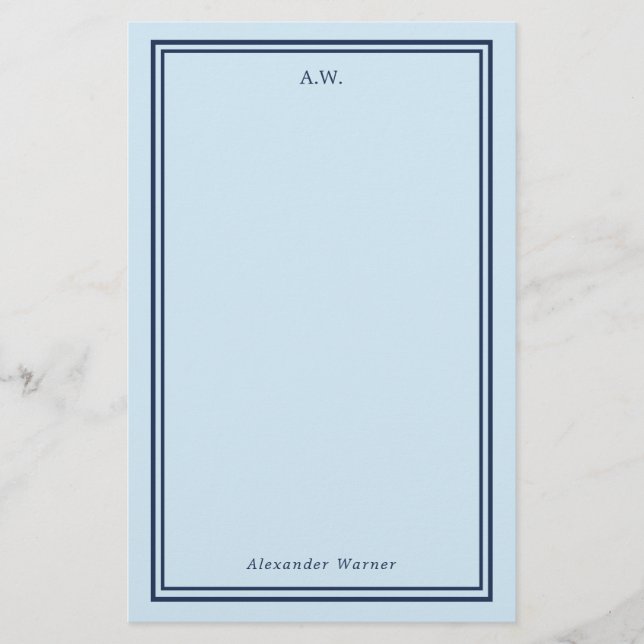 Papeterie Monogramme bleu marine et bleu clair (Devant)