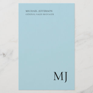 Papeterie Monogramme Bleu Simple Affaires Branchées