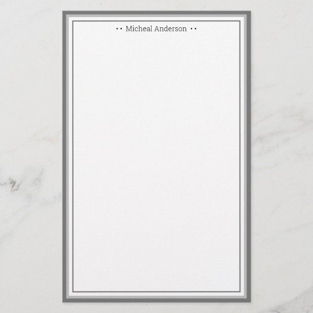 Papeterie Monogramme Bordure gris simple Classique Personnal (Devant)