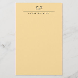 Papeterie Monogramme calligraphique moderne beige nom simple