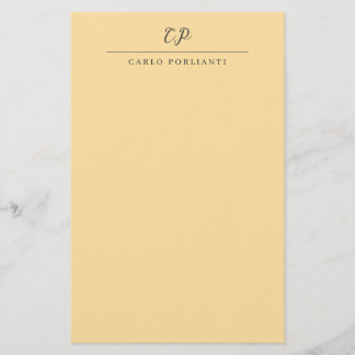 Papeterie Monogramme calligraphique moderne beige nom simple