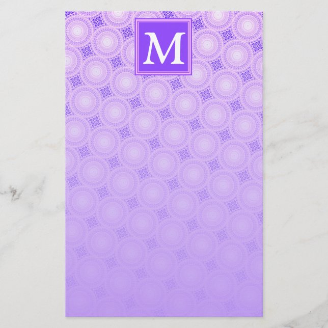 Papeterie Monogramme cercles violets motif (Devant)