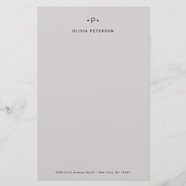 Papeterie Monogramme chic et minimal| Gris (Devant)