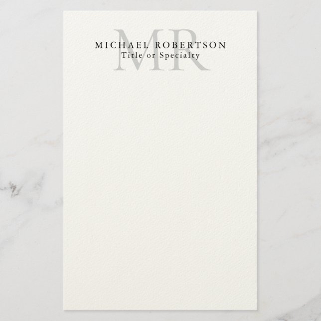 Papeterie Monogramme Classique Professionnel Minimaliste Sim (Devant)