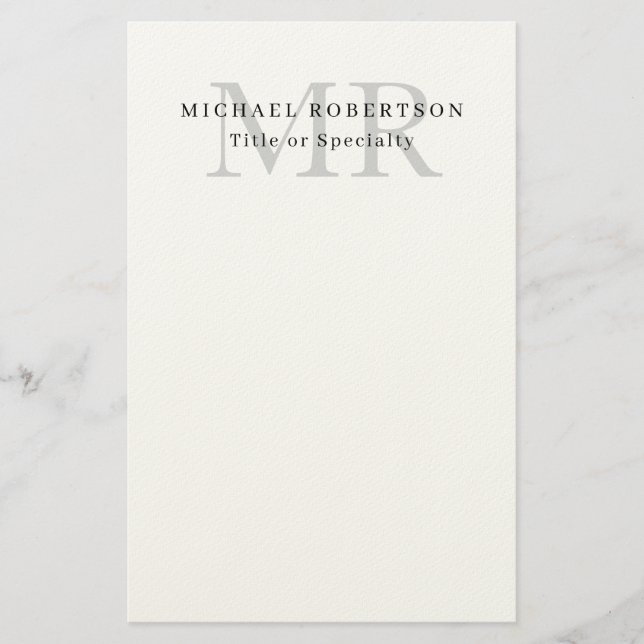 Papeterie Monogramme Classique Professionnel Minimaliste Sim (Devant)
