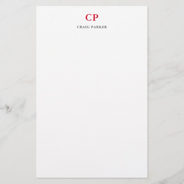 Papeterie Monogramme classique Professionnel Rouge blanc cla (Devant)