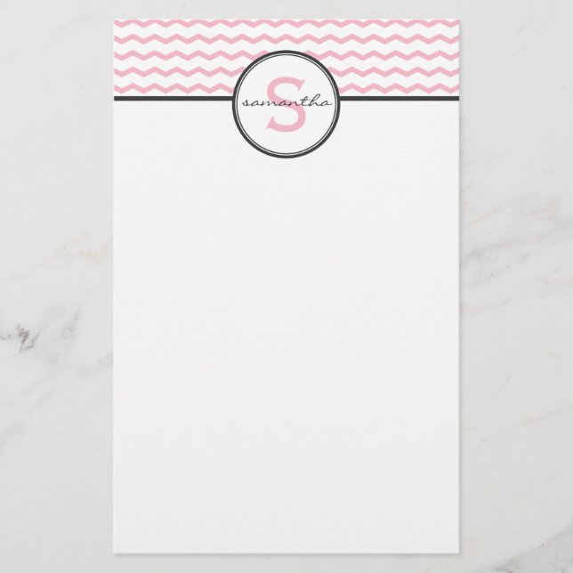 Papeterie Monogramme de Chevron rose (Devant)