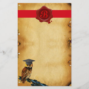 PAPETERIE MONOGRAMME DE GRADUM DU PARCHEMENT DE BOULES ROUGE