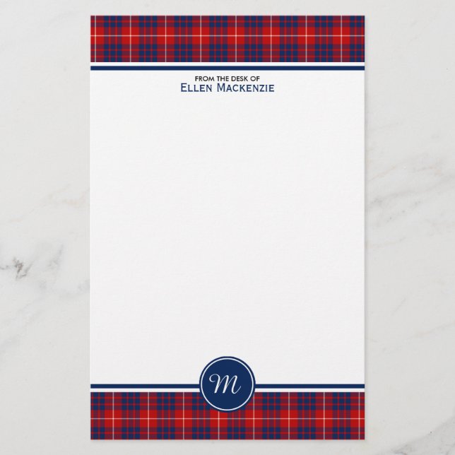 Papeterie Monogramme de Hamilton Clan rouge et bleu Tartan (Devant)