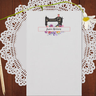 Papeterie Monogramme de la machine à coudre Vintage florale