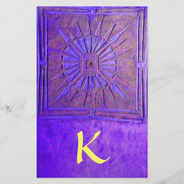 Papeterie MONOGRAMME DE L'ÉTOILE DU MATIN ,bleu,jaune violet (Devant)