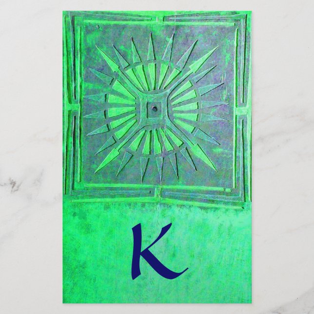 Papeterie MONOGRAMME DE L'ÉTOILE DU MATIN, bleu vert (Devant)