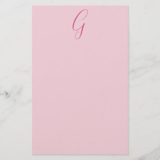 Papeterie Monogramme de lettre initiale rose clair chic uni