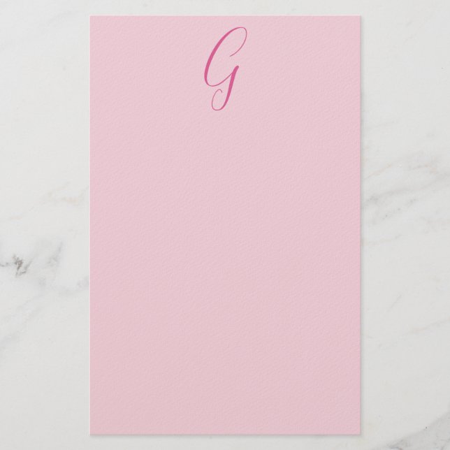 Papeterie Monogramme de lettre initiale rose clair chic uni (Devant)