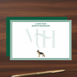 Papeterie Monogramme de note berger allemand personnalisé