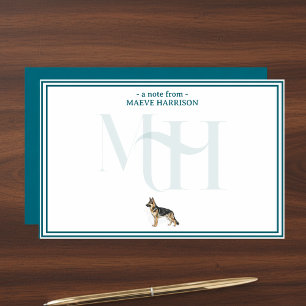 Papeterie Monogramme de note berger allemand personnalisé