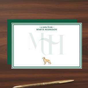 Papeterie Monogramme de note d'or personnalisé