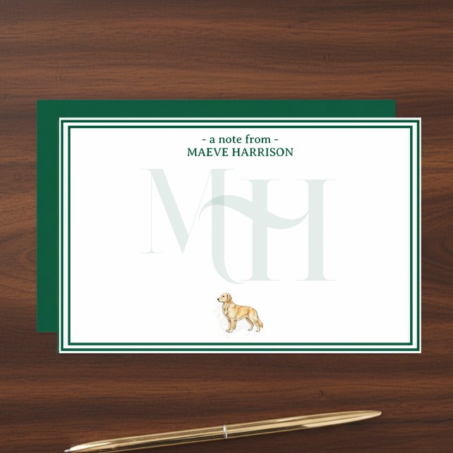 Papeterie Monogramme de note d'or personnalisé (Gift custom stationery to the dog lover in your life! )