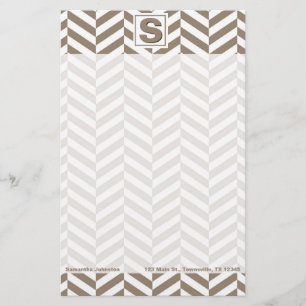 Papeterie Monogramme d'os de cerf blanc tan