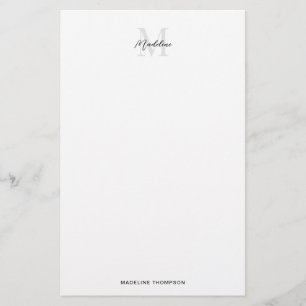 Papeterie Monogramme élégant minimaliste blanc noir script