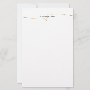 Papeterie Monogramme élégant minimaliste en script or