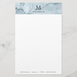 papeterie monogramme en marbre bleu masculin