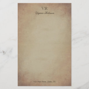 Papeterie Monogramme et nom de papier de coutume jaunis par