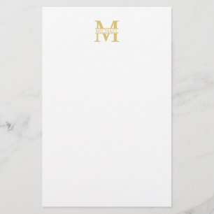 Papeterie Monogramme et nom personnalisés blanc et or