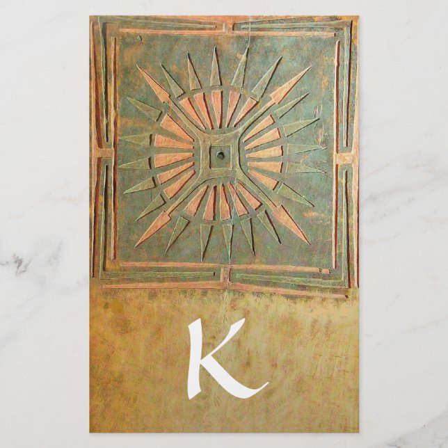 Papeterie MONOGRAMME ÉTOILE DU MATIN, vert, jaune marron bla (Devant)