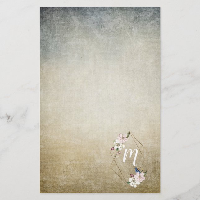 Papeterie Monogramme floral avec oiseaux (Devant)
