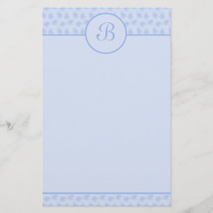 Papeterie Monogramme floral bleu Papier à lettres initial