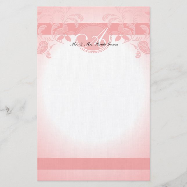 Papeterie Monogramme floral rose (Devant)