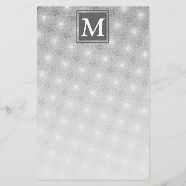 Papeterie Monogramme gris cercles motif (Devant)