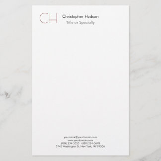Papeterie Monogramme Initial Moderne Minimaliste Simple