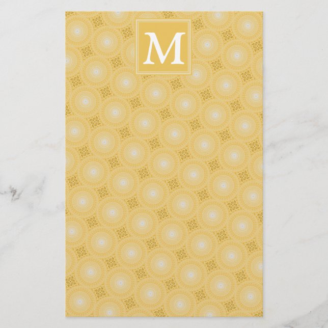 Papeterie Monogramme jaune cercles motif (Devant)